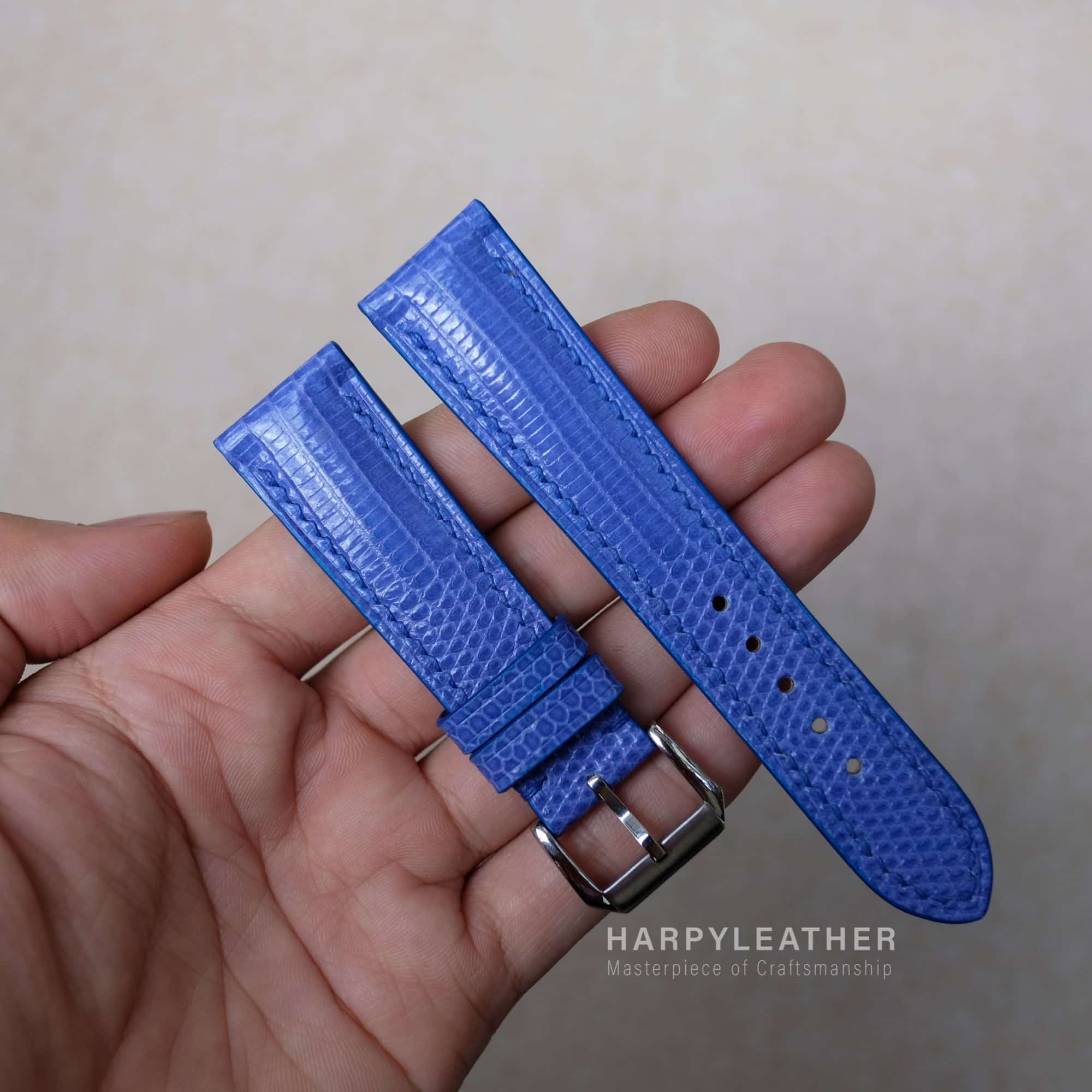 dây đồng hồ da kỳ đà màu xanh dây đồng hồ da kỳ đà màu xanh