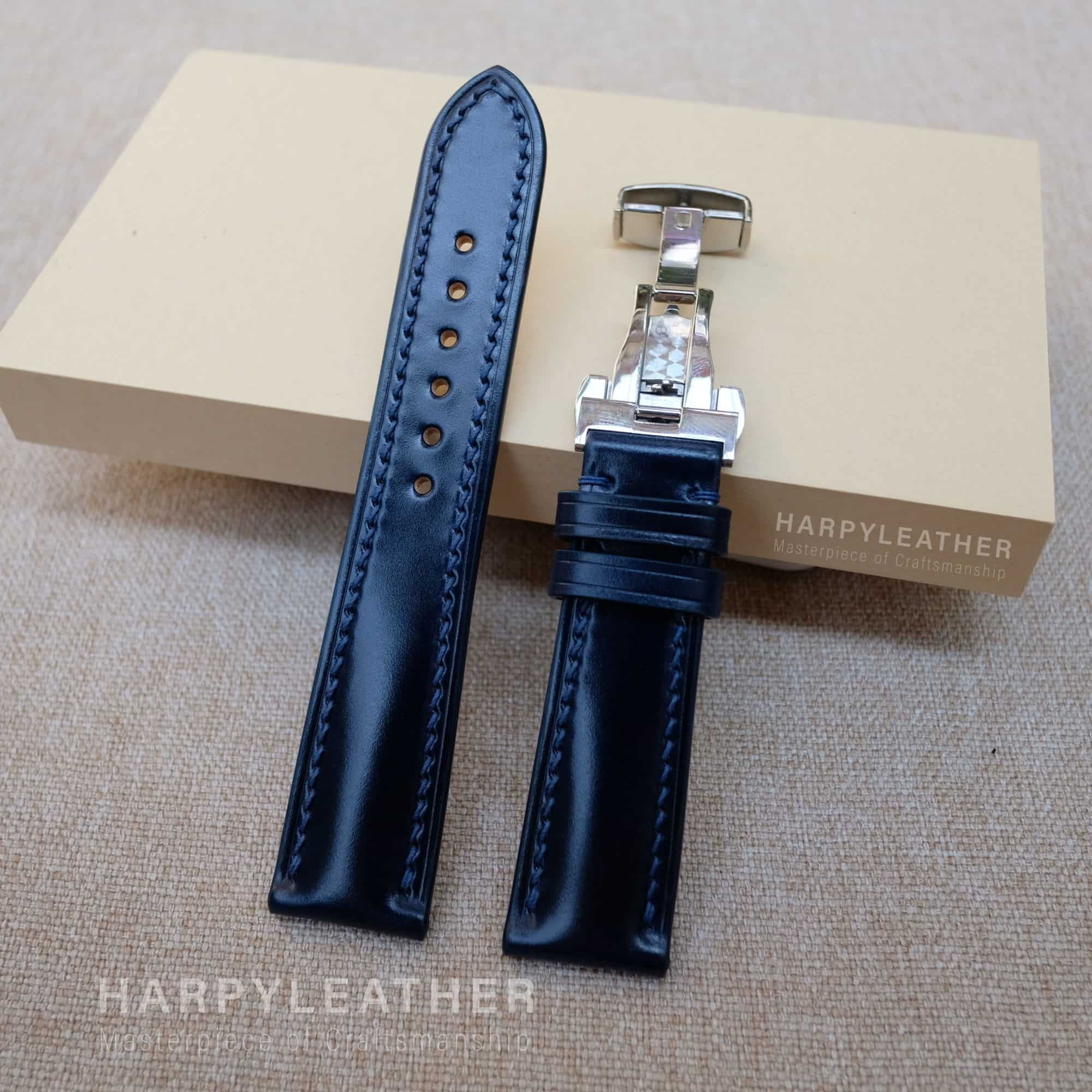 dây đồng hồ da shell cordovan màu xanh navy Day dong ho da shell cordovan mau xanh navy 2