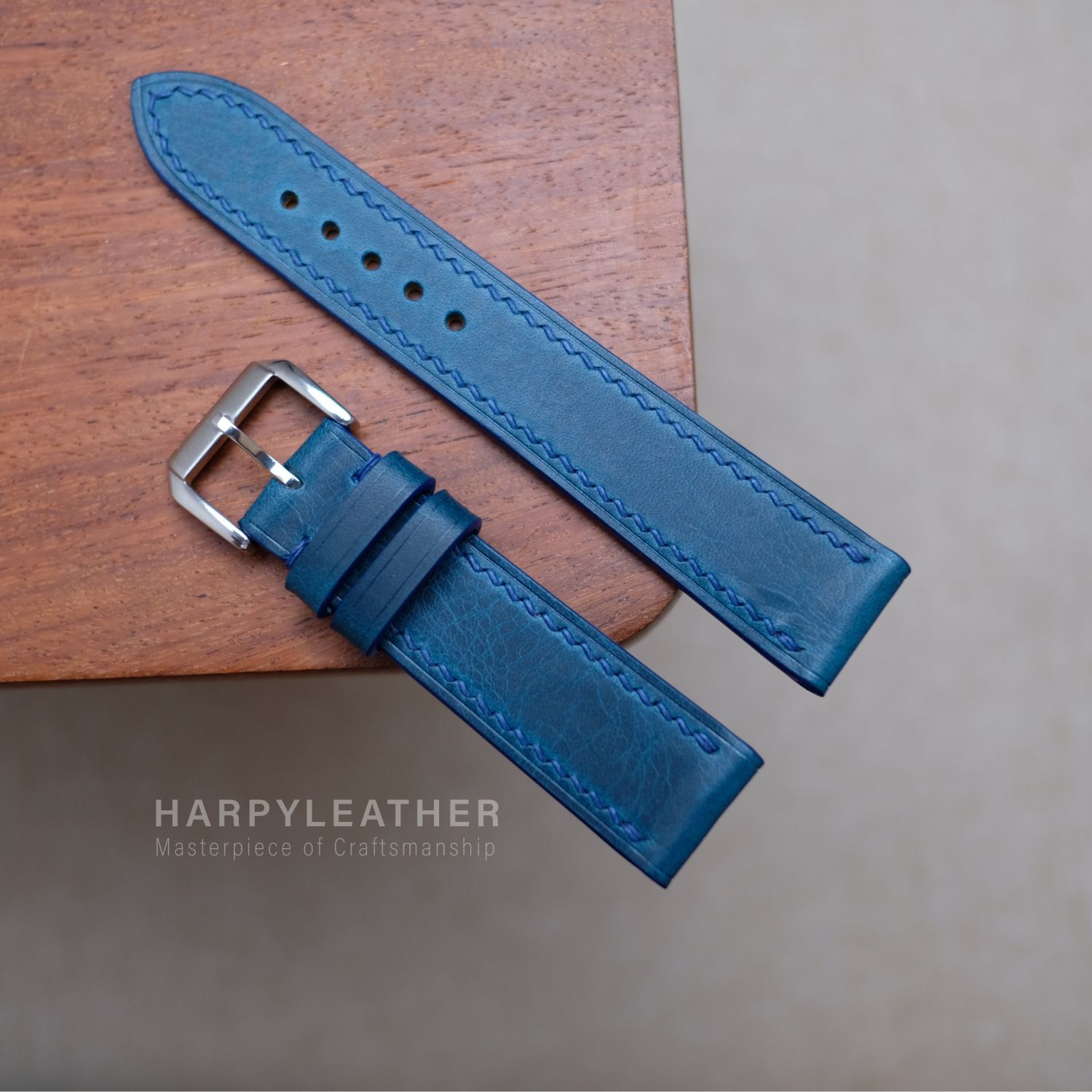 Dây đồng hồ da waxy màu xanh blue Day dong ho flat da waxy mau xanh blue 3